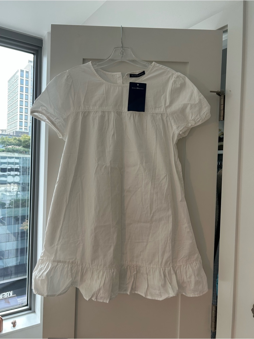 Brandy Melville White Ruffle-Hem Casual Dress